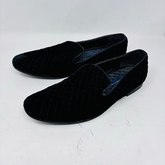 Giorgio Brutini Loafers Size 11.5 Diamond Quilted Black Velvet Smoking Classic‎ - Picture 1 of 10